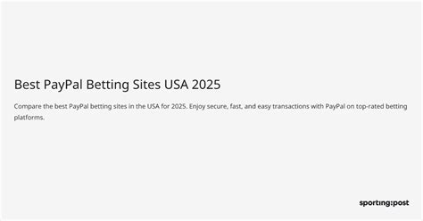 Best PayPal Betting Sites USA 2025 .